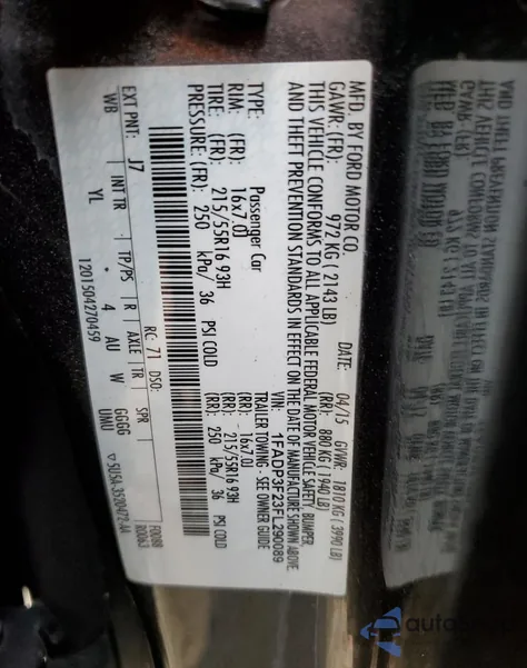 2015 Ford Focus Se from USA, damaged, VIN 1FADP3F23FL290089